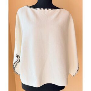 Zara Black Label NWT White Knit Top Contrast Trim Minimalist Chic